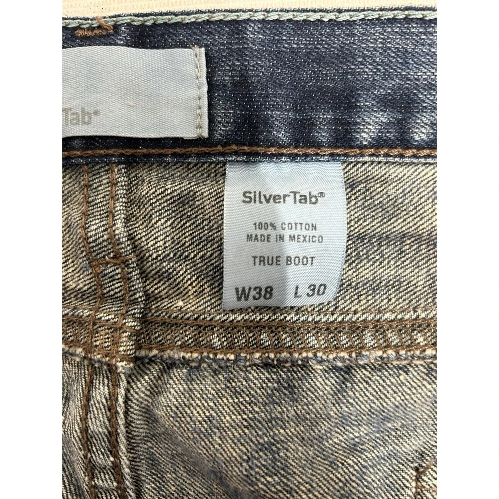 Y2K Levi's SilverTab True Boot Men's Blue Faded Distressed Denim Jeans 38x30